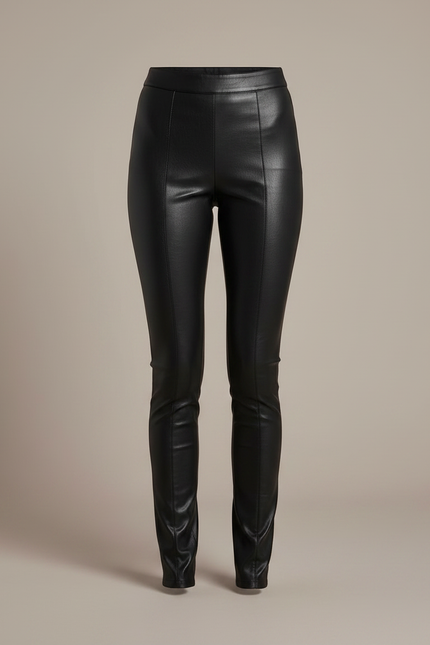 Pantalon Noir Similicuir Taille Haute Moulant Femme - Simili cuir - vue 3