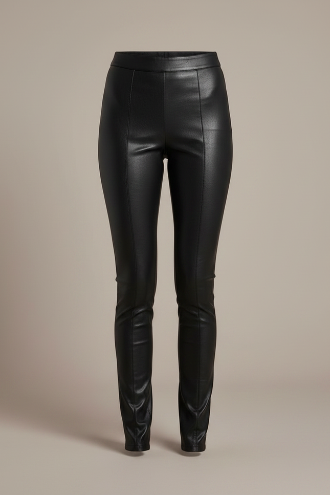 Pantalon Noir Similicuir Taille Haute Moulant Femme - Simili cuir - vue 3