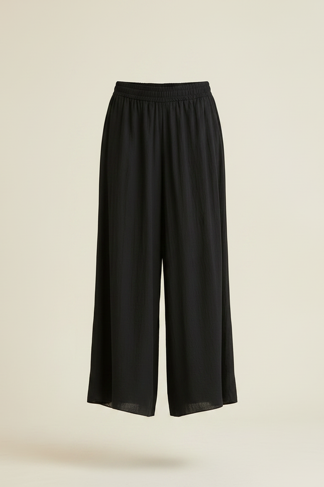 Pantalon Noir Ample Fluide Coton Lin Femme - vue 3