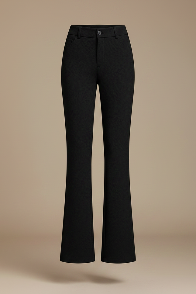 Pantalon Noir Évasé Taille Haute Élégant Décontracté Femme - Polyester - vue 3