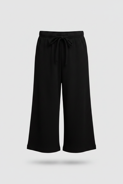 Pantalon Noir Ample Côtelé Enfant - Maille - vue 3