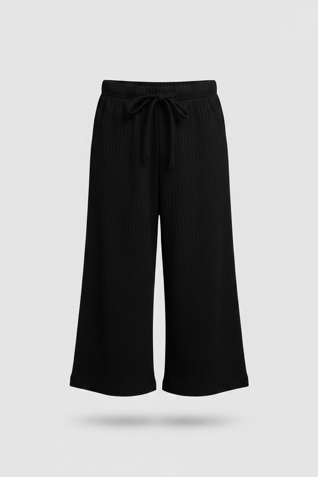 Pantalon Noir Ample Côtelé Enfant - Maille - vue 3