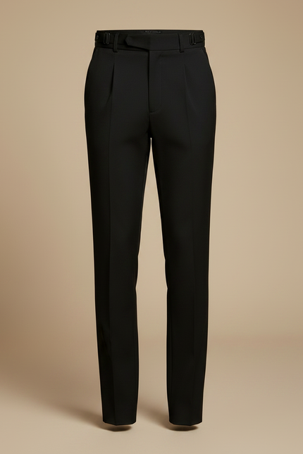 Pantalon Noir Plissé Élégant Droit Business Homme - Gabardine - vue 3