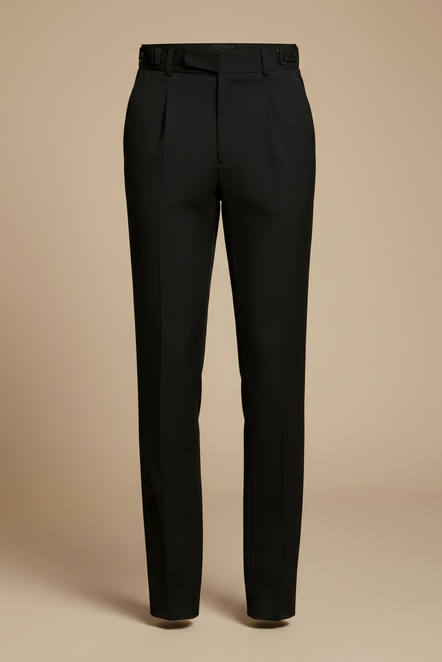 Pantalon Noir Plissé Élégant Droit Business Homme - Gabardine - vue 3