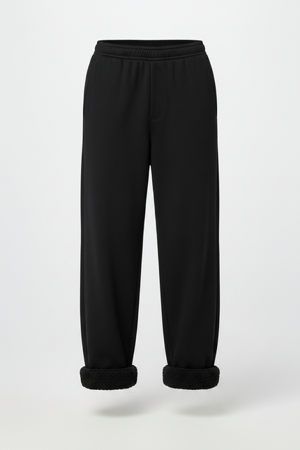 Pantalon Noir Ample Polaire Homme Hiver - Molleton - vue 3