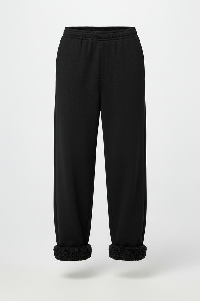 Pantalon Noir Ample Polaire Homme Hiver - Molleton - vue 3