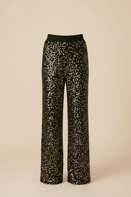 Pantalon Noir Paillettes Dorées Ample Décontracté Fille - Polyester - vue 3