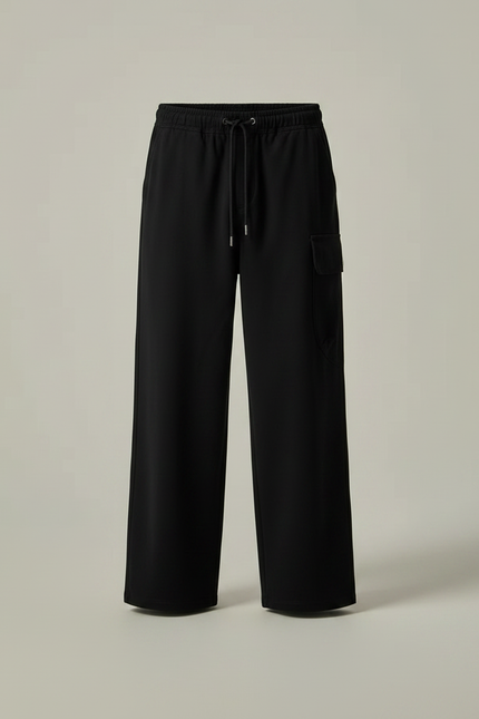 Pantalon Noir Cargo Ample Décontracté Homme Coton - Molleton - vue 3