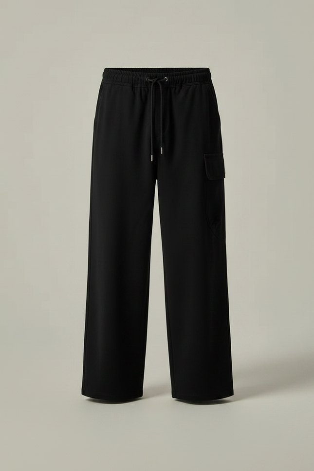Pantalon Noir Cargo Ample Décontracté Homme Coton - Molleton - vue 3