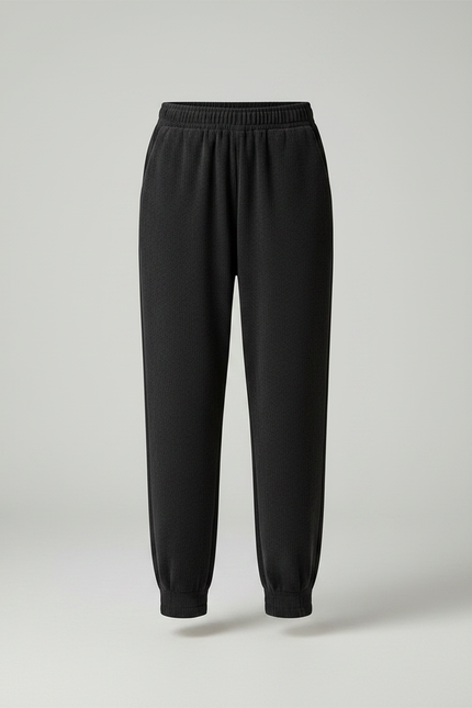Pantalon Jogging Velours Noir Femme - Cordé - vue 3