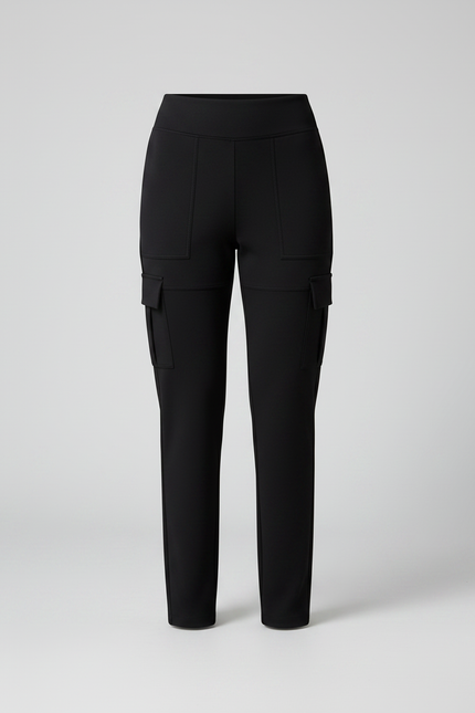 Pantalon Noir Cargo Slim Élégant Femme - Polyester - vue 3
