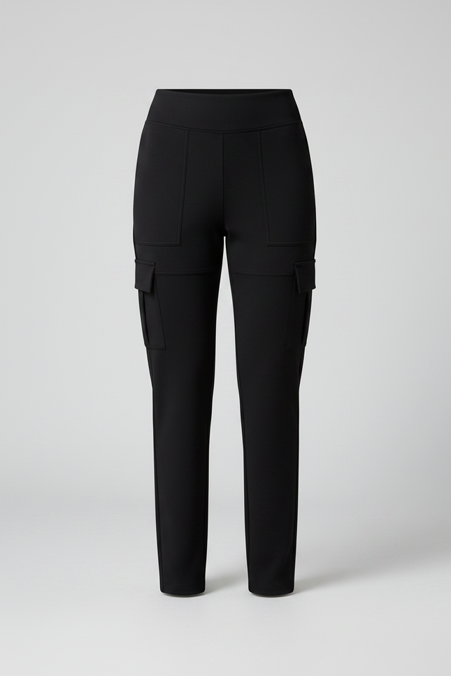 Pantalon Noir Cargo Slim Élégant Femme - Polyester - vue 3