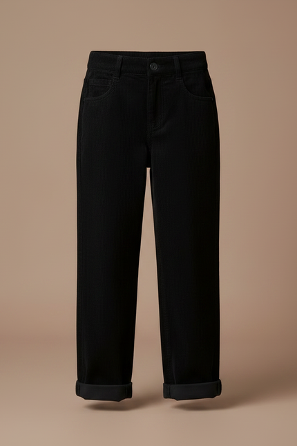 Pantalon Noir Corduroy Ample Fille Décontracté - Cordé - vue 3