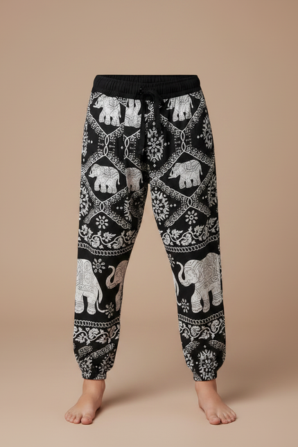 Pantalon Imprimé Noir Et Blanc - Coton - vue 3