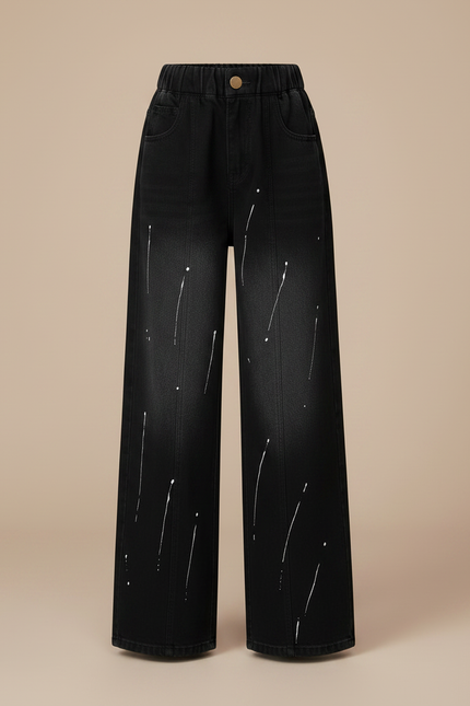 Pantalon Large Jean Noir - vue 3