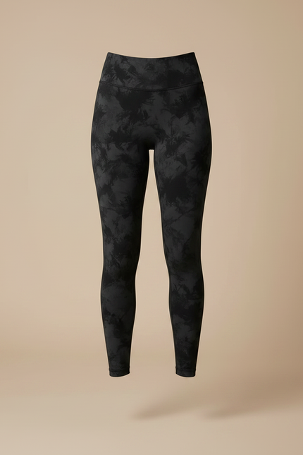 Pantalon Noir Tie-Dye Sans Couture Taille Haute Stretch - Maille - vue 3