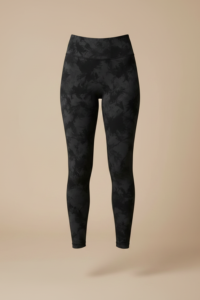 Pantalon Noir Tie-Dye Sans Couture Taille Haute Stretch - Maille - vue 3