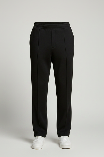 Pantalon Noir Droit Plissé Décontracté Homme - Maille - vue 3