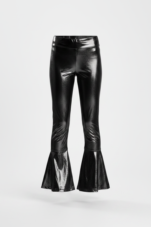 Pantalon Noir Brillant Évasé Fille Disco - Simili cuir - vue 3