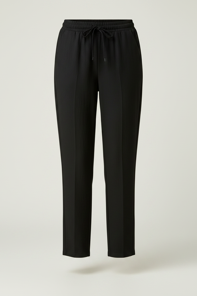 Pantalon Noir Cordon Fluide Décontracté Femme - Viscose - vue 3