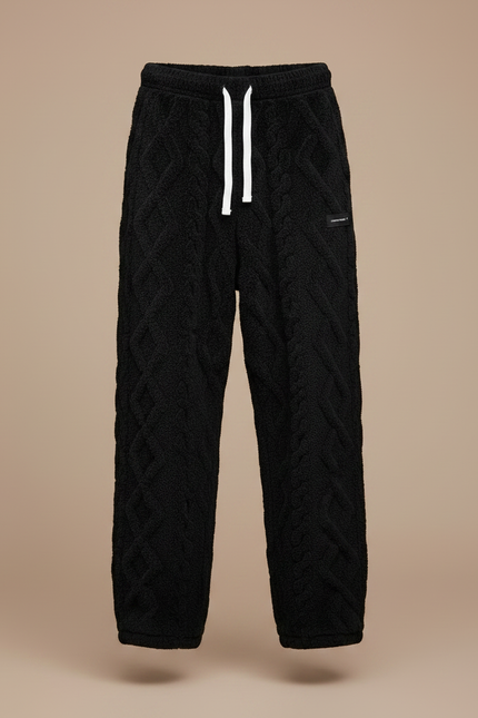 Pantalon Noir Molletonné Câblé Chaud Confortable Décontracté - vue 3