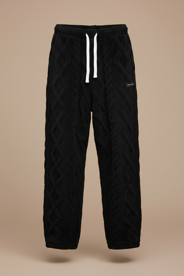 Pantalon Noir Molletonné Câblé Chaud Confortable Décontracté - vue 3