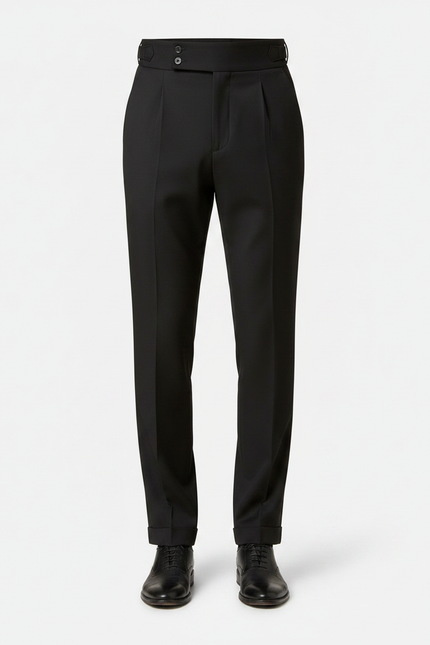 Pantalon Noir Habillé Homme Taille Haute Élégant - Gabardine - vue 3