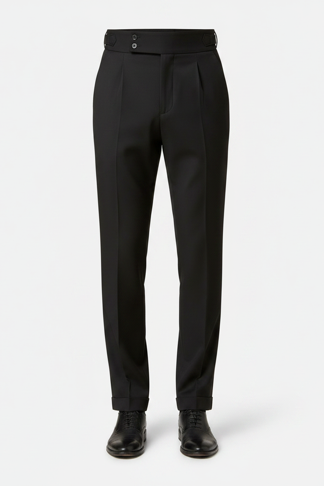 Pantalon Noir Habillé Homme Taille Haute Élégant - Gabardine - vue 3