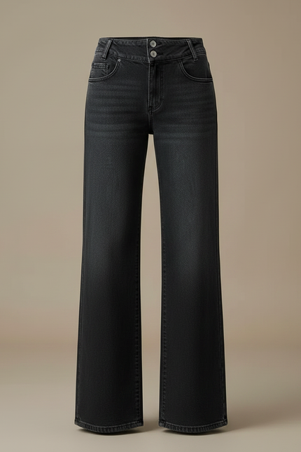 Pantalon Jean Noir Large Femme - vue 3