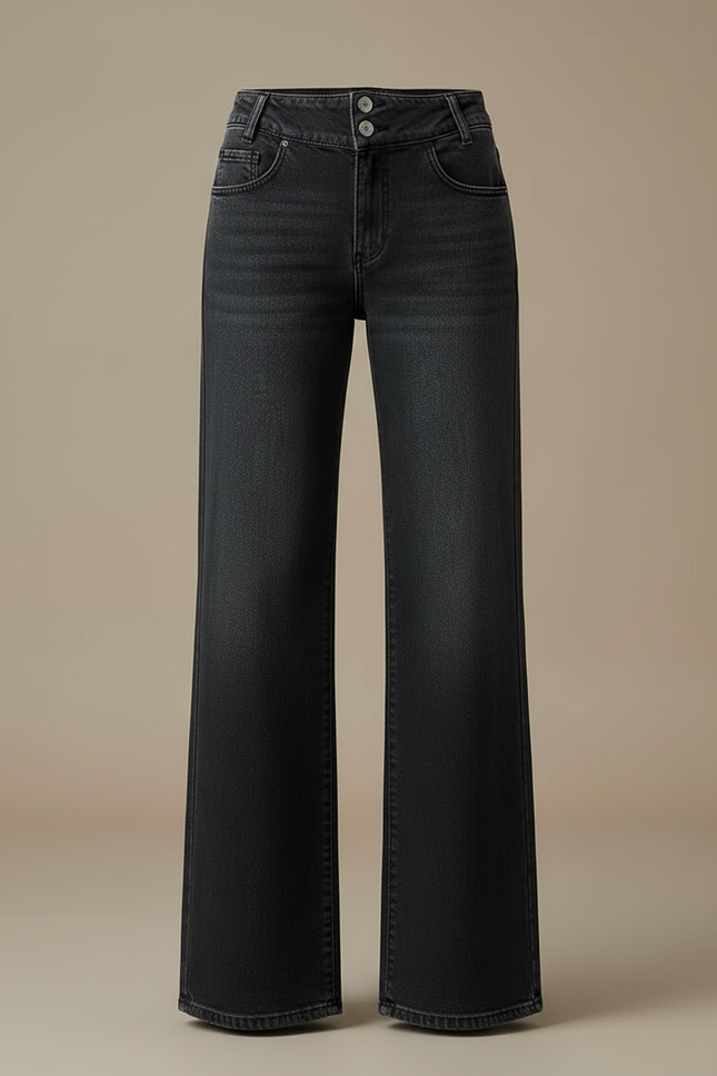 Pantalon Jean Noir Large Femme - vue 3