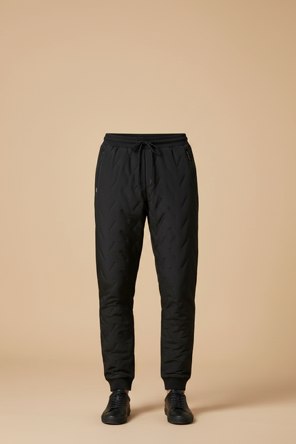 Pantalon Noir Matelassé, Décontracté, Motif Géométrique, Homme - Polyester - vue 3