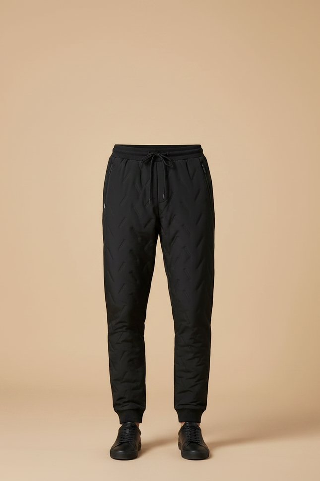 Pantalon Noir Matelassé, Décontracté, Motif Géométrique, Homme - Polyester - vue 3