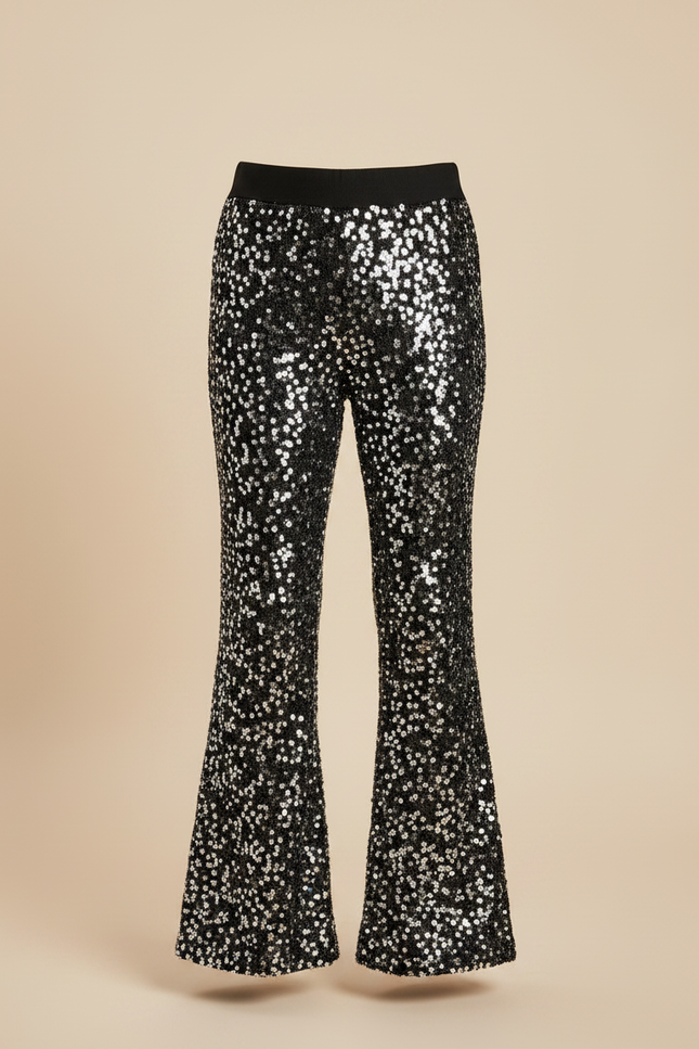 Pantalon Paillettes Noir - Polyester - vue 3