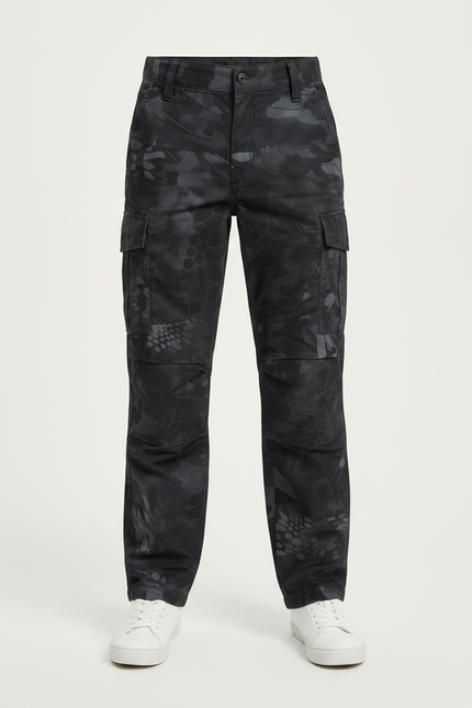 Pantalon Noir Camouflage Militaire Multi-Poches Tactique Enfant - Toile - vue 3
