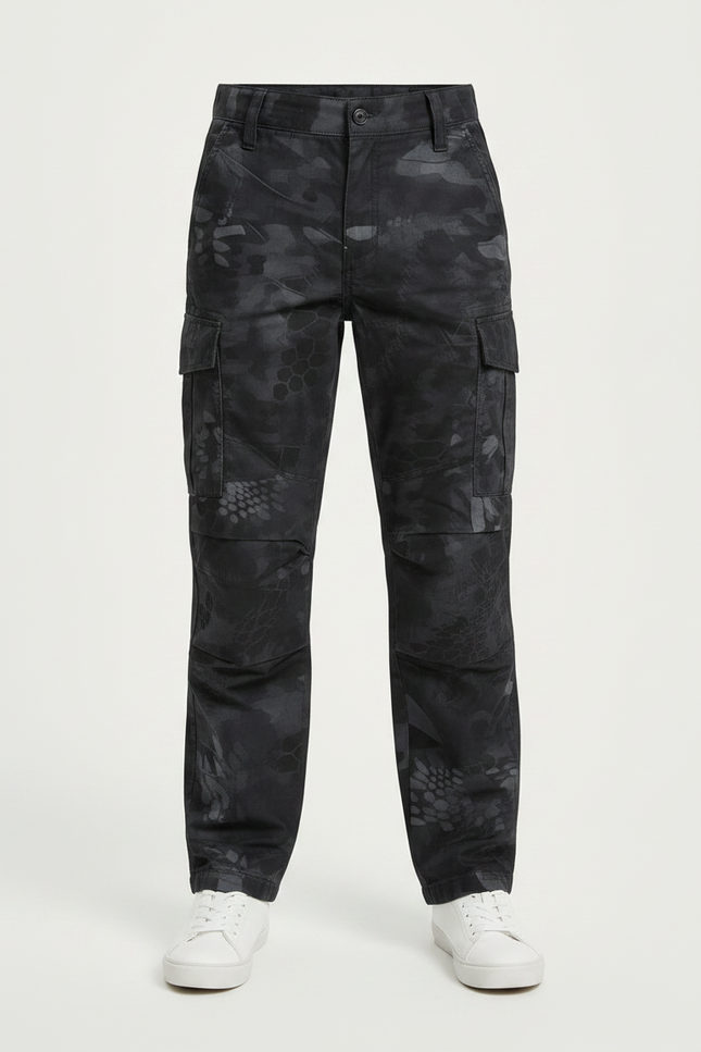 Pantalon Noir Camouflage Militaire Multi-Poches Tactique Enfant - Toile - vue 3