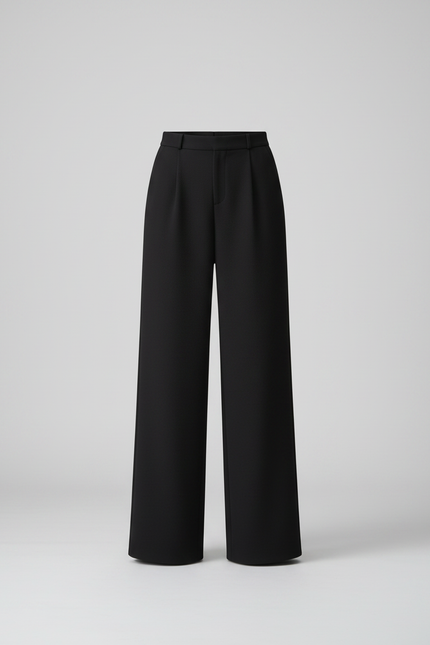 Pantalon Noir Droit Fluide Élégant Taille Haute - Viscose - vue 3