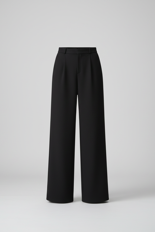 Pantalon Noir Droit Fluide Élégant Taille Haute - Viscose - vue 3