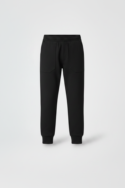 Pantalon Noir Enfant Coton Sport Jogging Décontracté - Molleton - vue 3