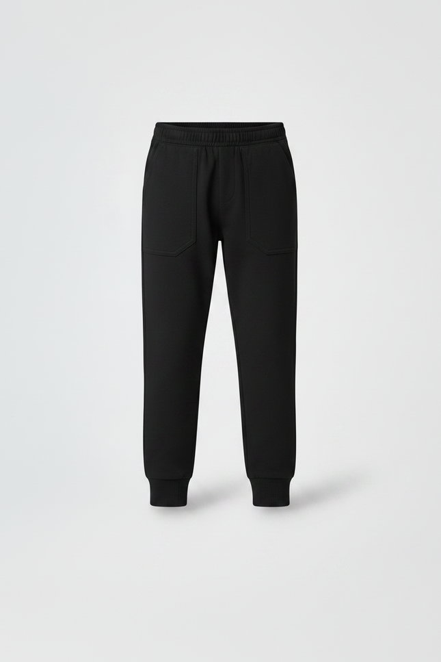 Pantalon Noir Enfant Coton Sport Jogging Décontracté - Molleton - vue 3