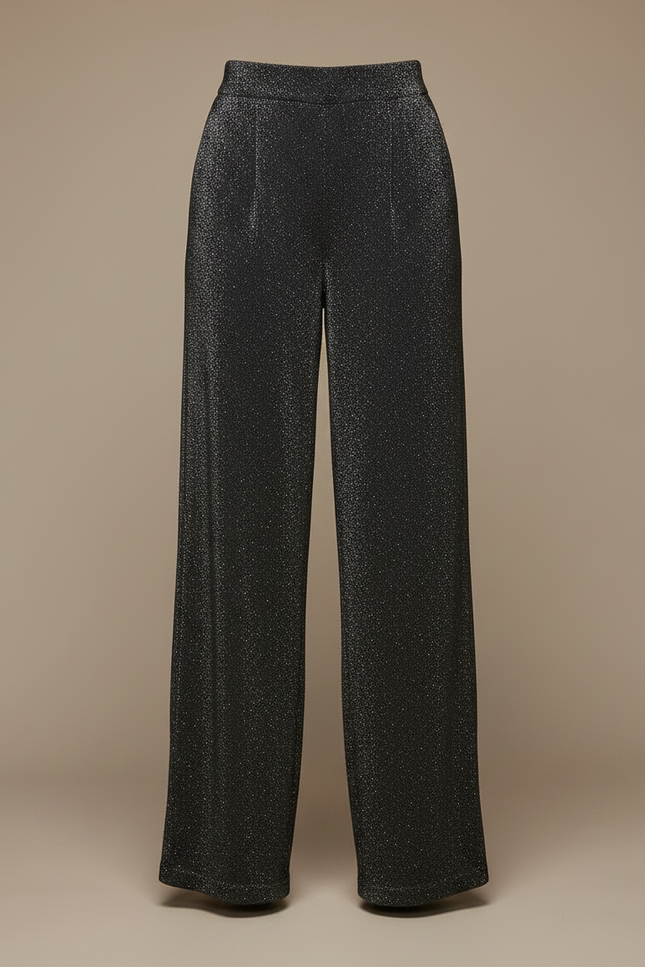 Pantalon Noir Paillettes Large Évasé Femme - Polyester - vue 3