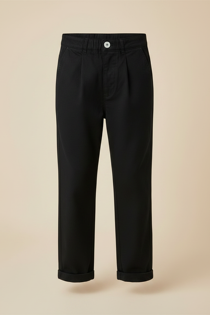 Pantalon Noir Ample Coton Plissé Garçon - Toile - vue 3