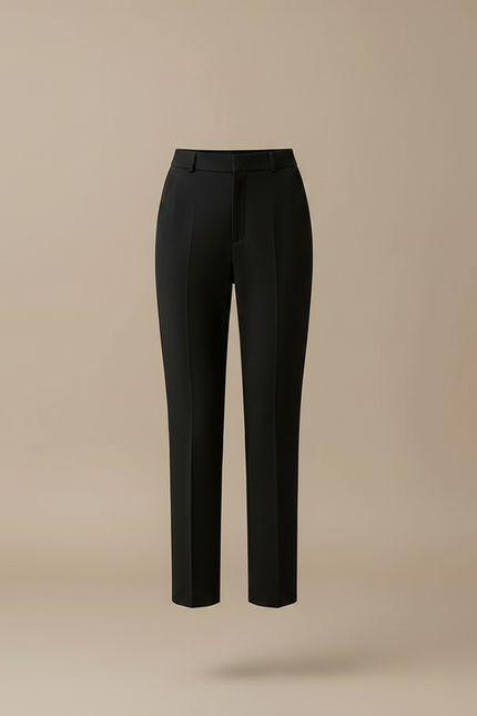 Pantalon Noir Femme Taille Haute Droit Élégant - Gabardine - vue 3