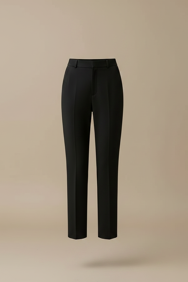 Pantalon Noir Femme Taille Haute Droit Élégant - Gabardine - vue 3