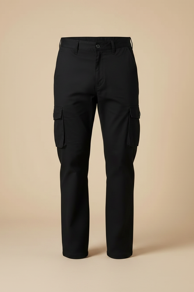 Pantalon Noir Cargo Homme Coton Ample Décontracté - Toile - vue 3