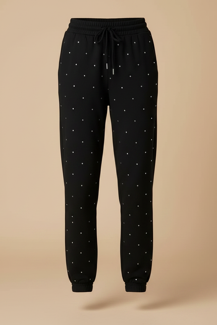Pantalon Noir À Pois, Décontracté, Confortable, Femme - Molleton - vue 3