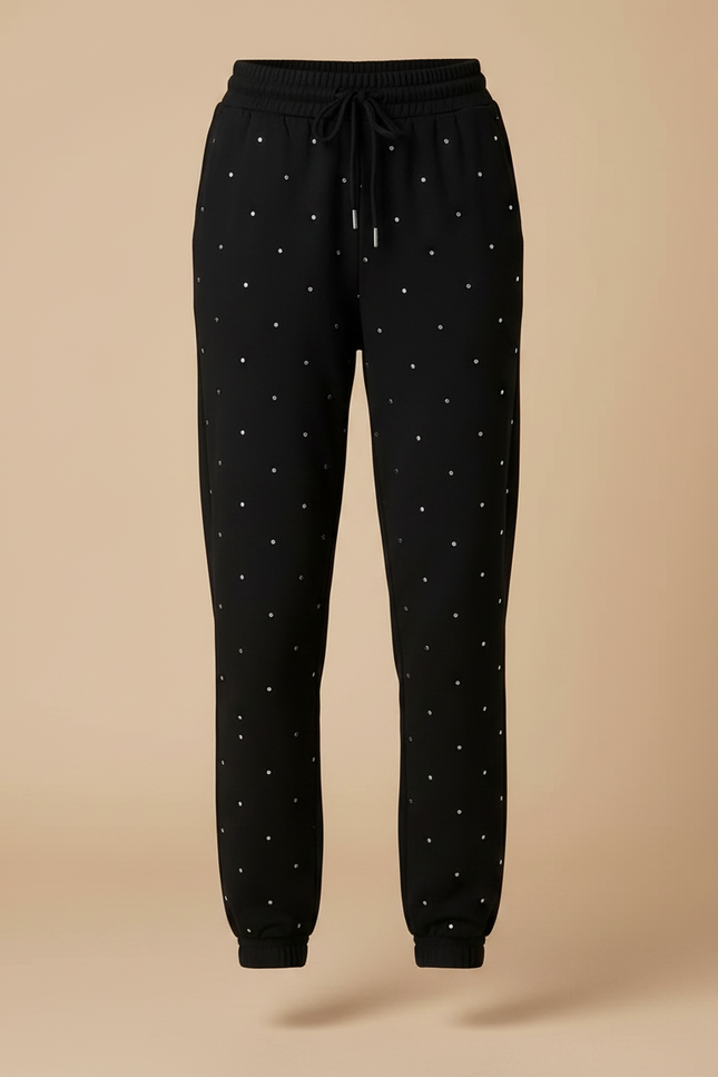Pantalon Noir À Pois, Décontracté, Confortable, Femme - Molleton - vue 3