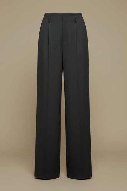 Pantalon Noir Femme Ample Taille Haute Élégant - Gabardine - vue 3