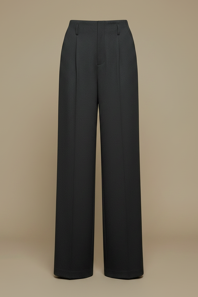 Pantalon Noir Femme Ample Taille Haute Élégant - Gabardine - vue 3