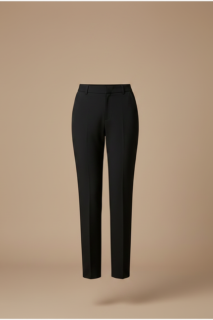 Pantalon Noir Femme Cigarette Taille Haute Décontracté - Gabardine - vue 3
