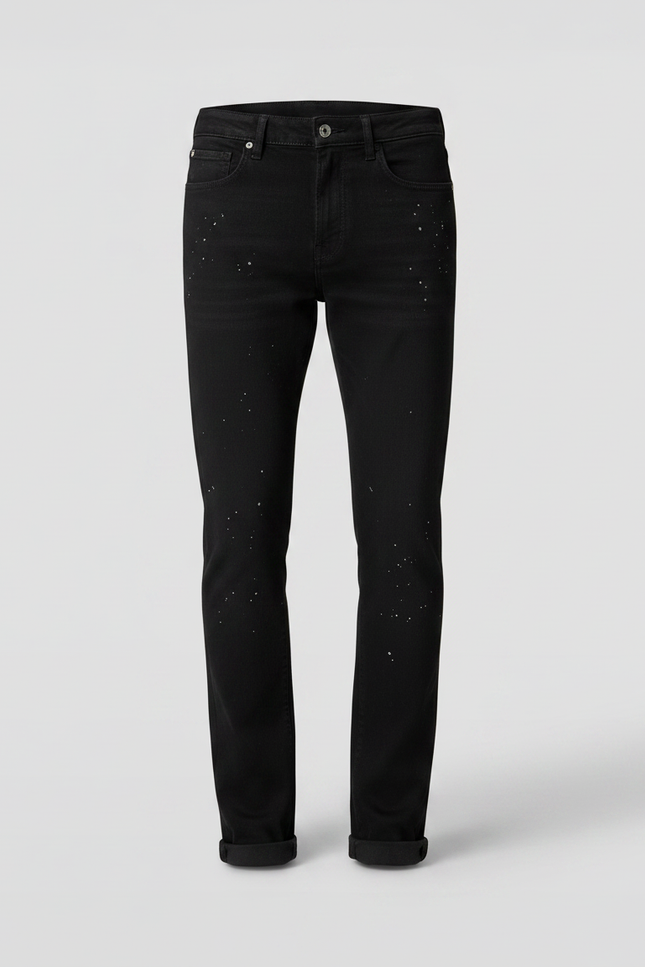 Pantalon Noir Slim Décoré Étoiles Denim Homme - Jean - vue 3